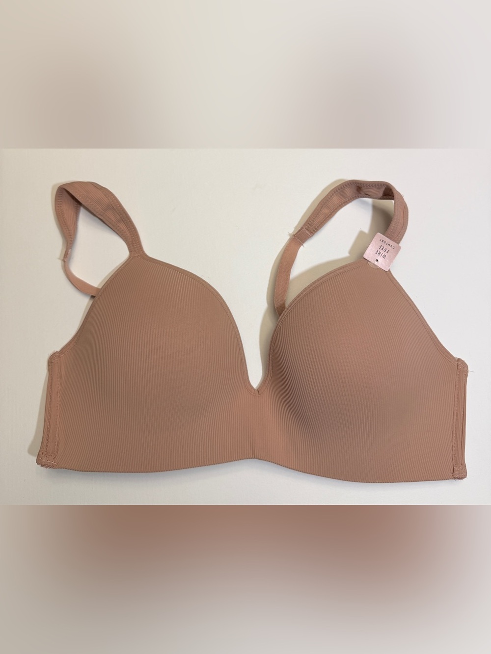 Body Embrace Wire-Free Ribbed Comfort Bra 36C Nude